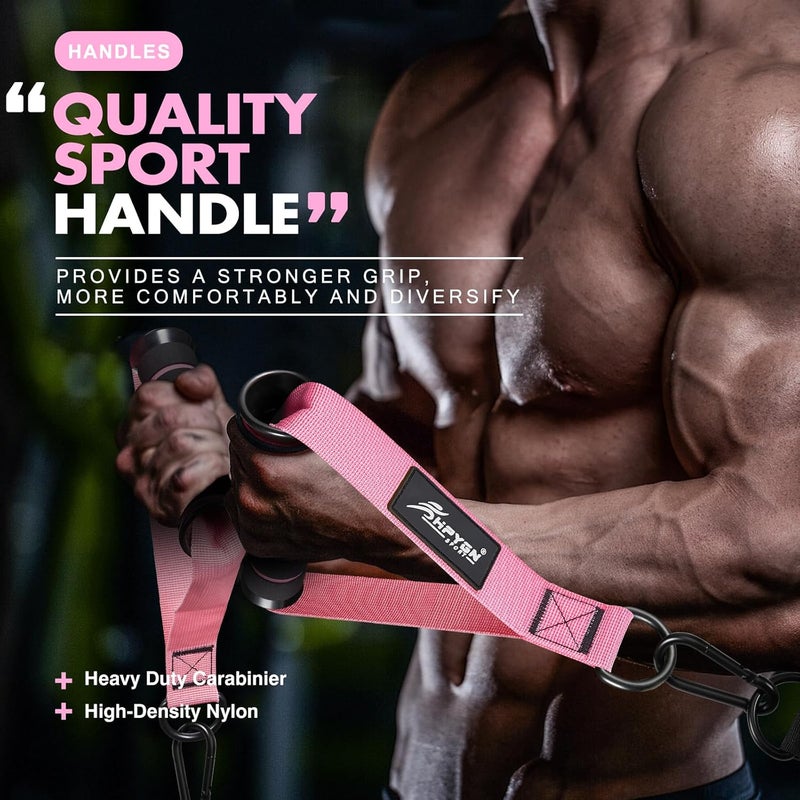 HPYGN Exercise Handle, Replacement Fitness Equipment for Pilates, Yoga, Strength Trainer, Pull Down Home Gym Red, Grey, Blue Working Out Handle - Image 3